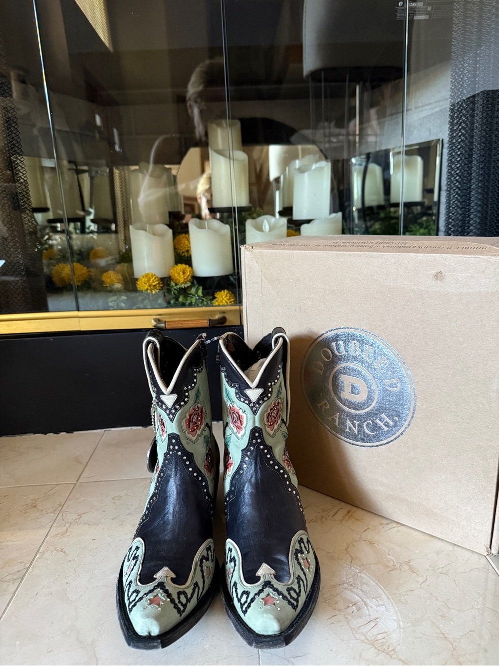 Double D Ranch & Old Gringo Mint & Black Embroidered Women's Western Booties Sz - Picture 11 of 11